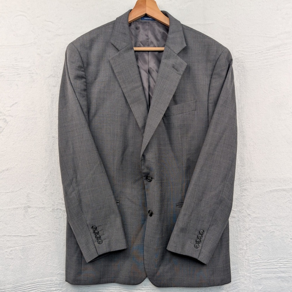Stafford Blazer Men 42R Gray Travel Stretch Windowpane Wool Blend Business Sport